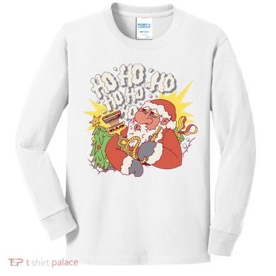 Santa Claus Smoking Hookah Kids Long Sleeve Shirt