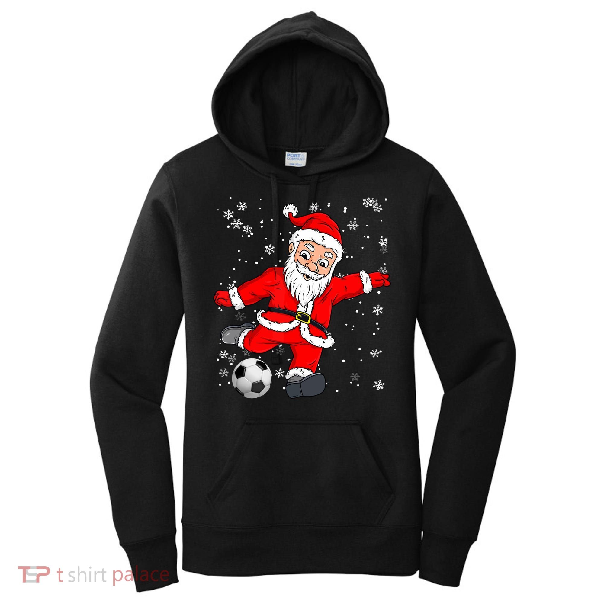 Santa Claus Soccer Christmas Xmas Party Sport Lover Funny Gift Women's Hoodie