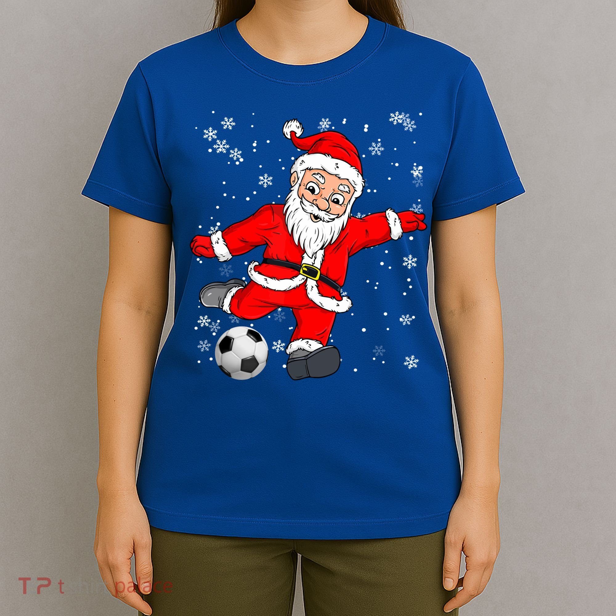 Santa Claus Soccer Christmas Xmas Party Sport Lover Funny Gift T-Shirt