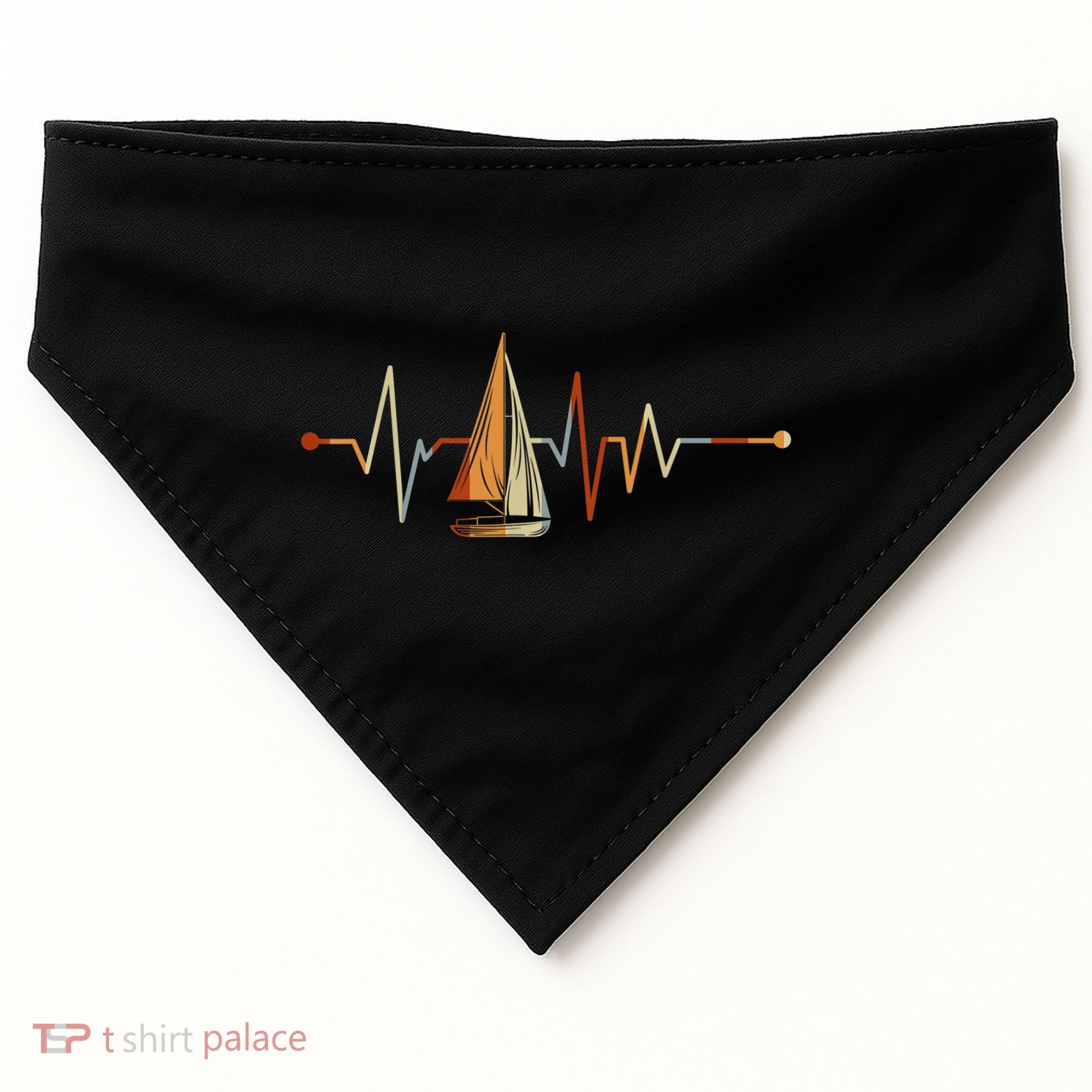 Sea Captain Sail Boat Heartbeat Boat Sailing USA-Made Doggie Bandana