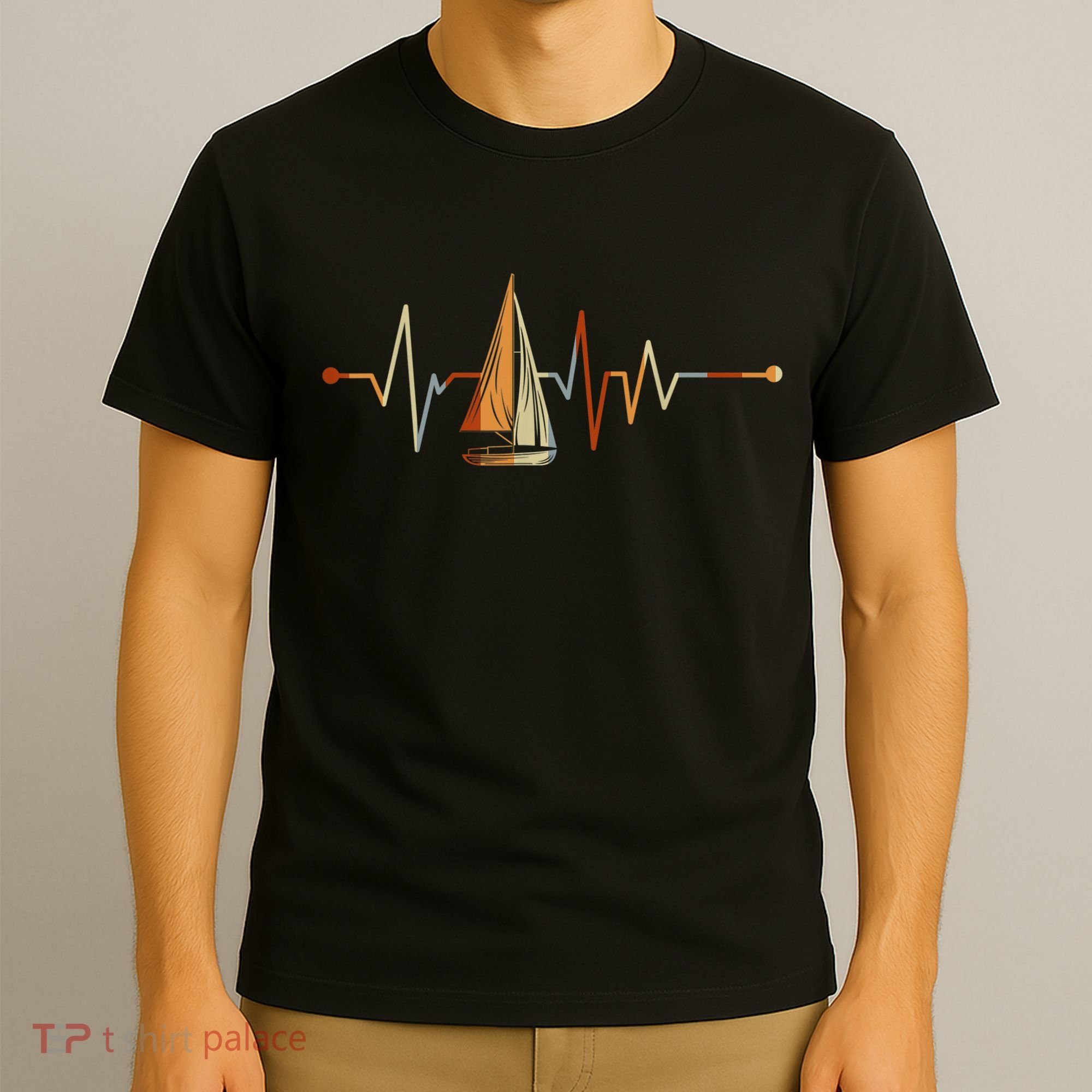 Sea Captain Sail Boat Heartbeat Boat Sailing T-Shirt