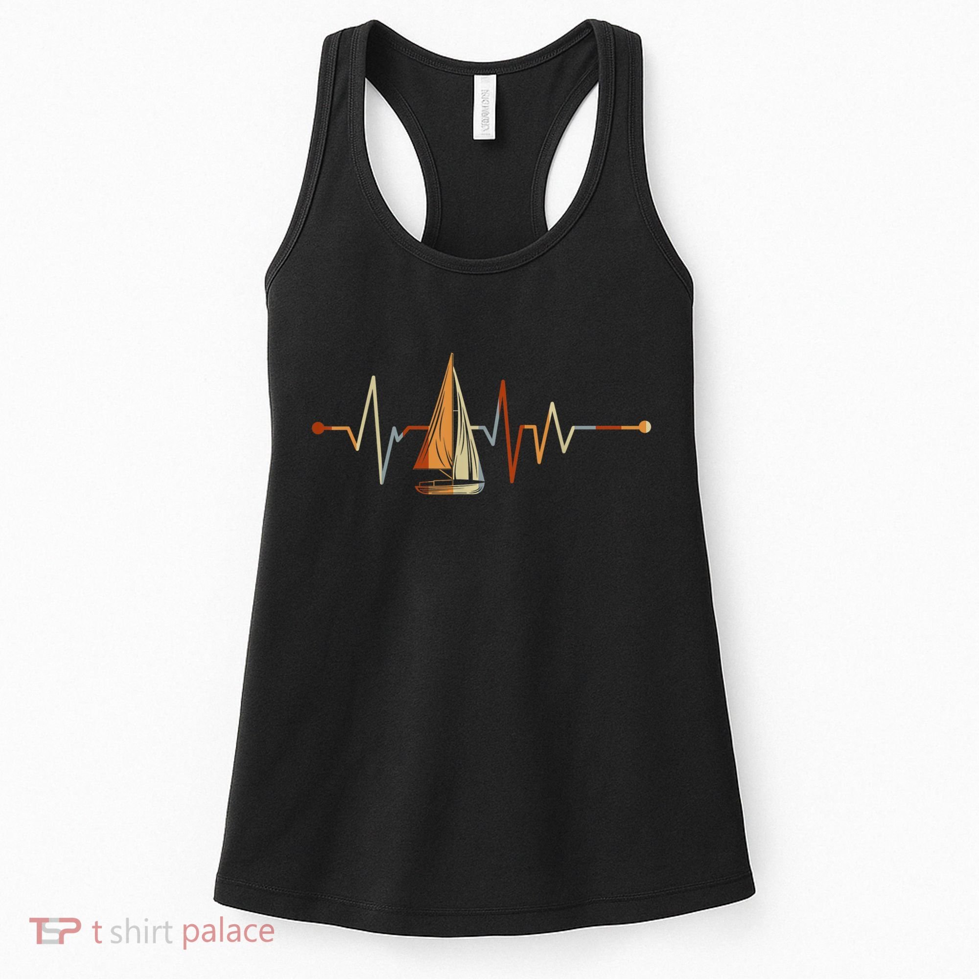 Sea Captain Sail Boat Heartbeat Boat Sailing Women's Tank Top