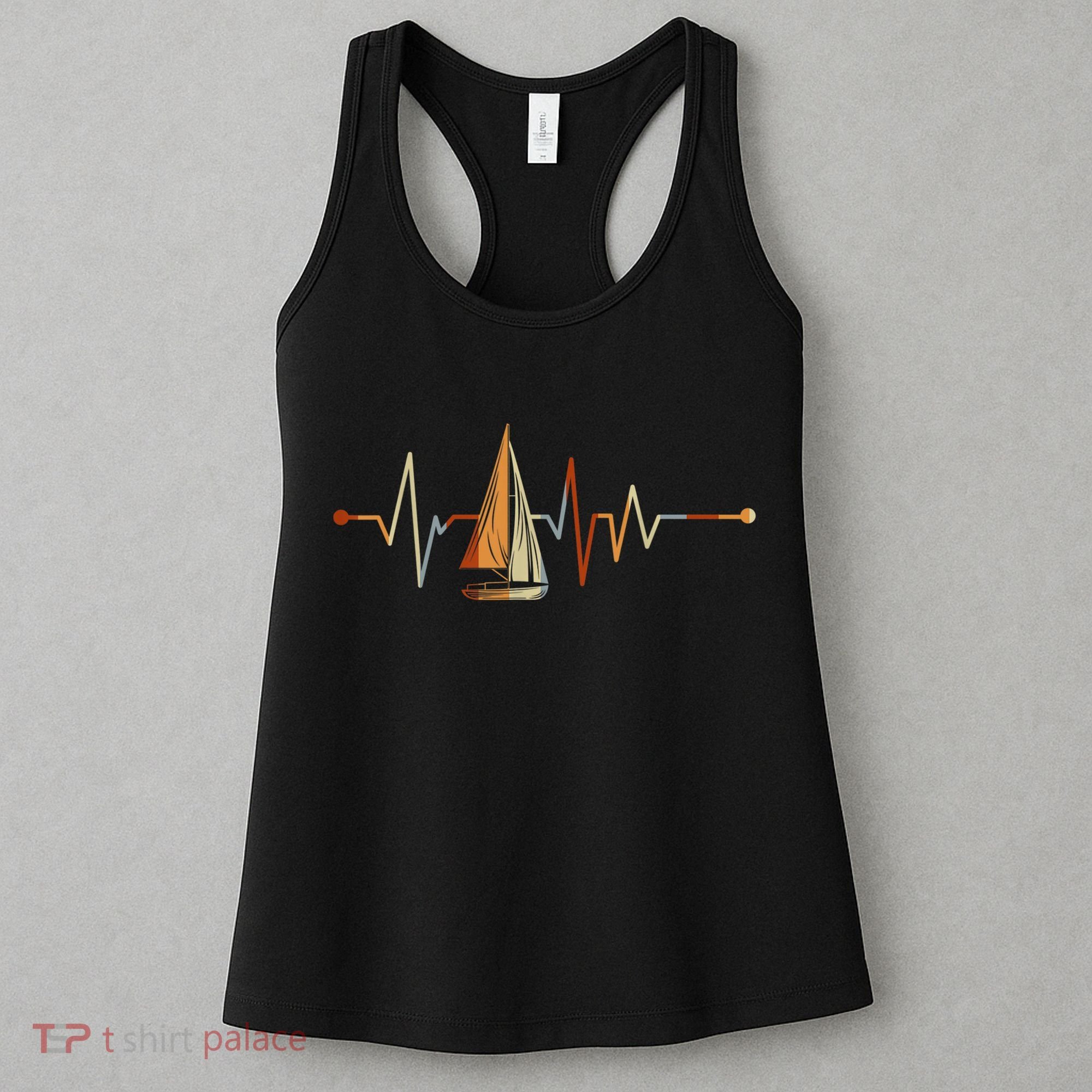Sea Captain Sail Boat Heartbeat Boat Sailing Women's Tank Top