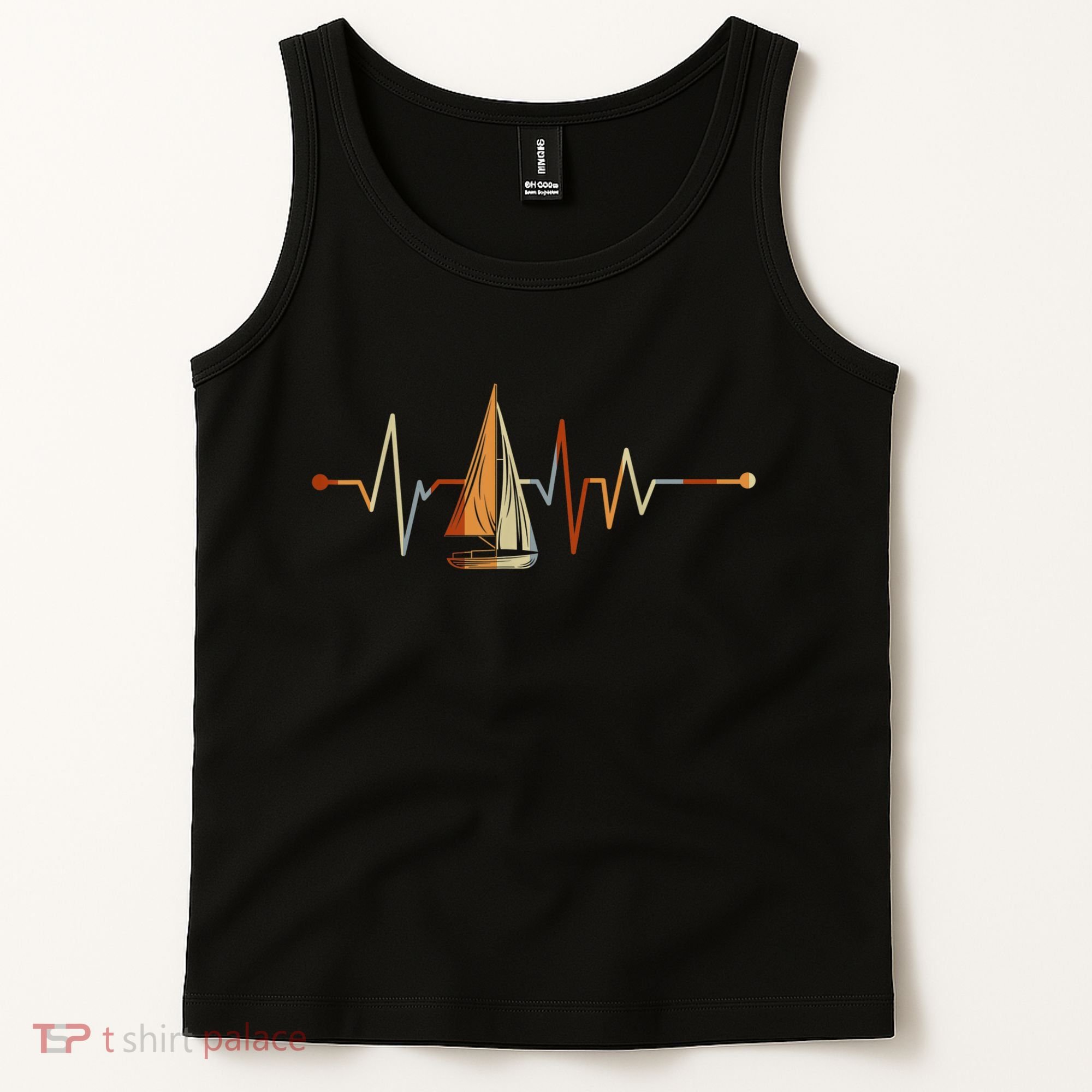 Sea Captain Sail Boat Heartbeat Boat Sailing Tank Top