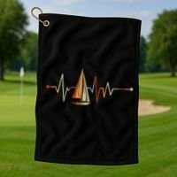 Sea Captain Sail Boat Heartbeat Boat Sailing Golf Towel thumb 1
