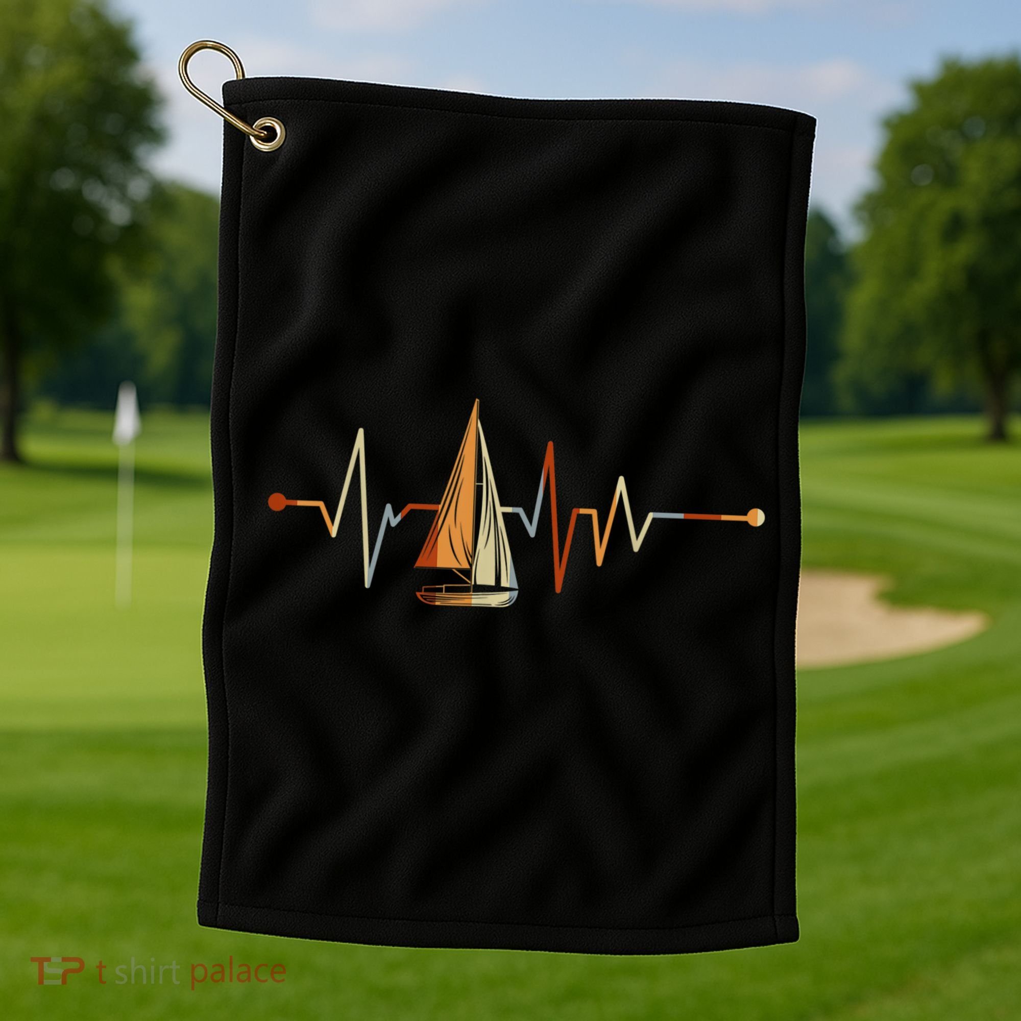 Sea Captain Sail Boat Heartbeat Boat Sailing Golf Towel