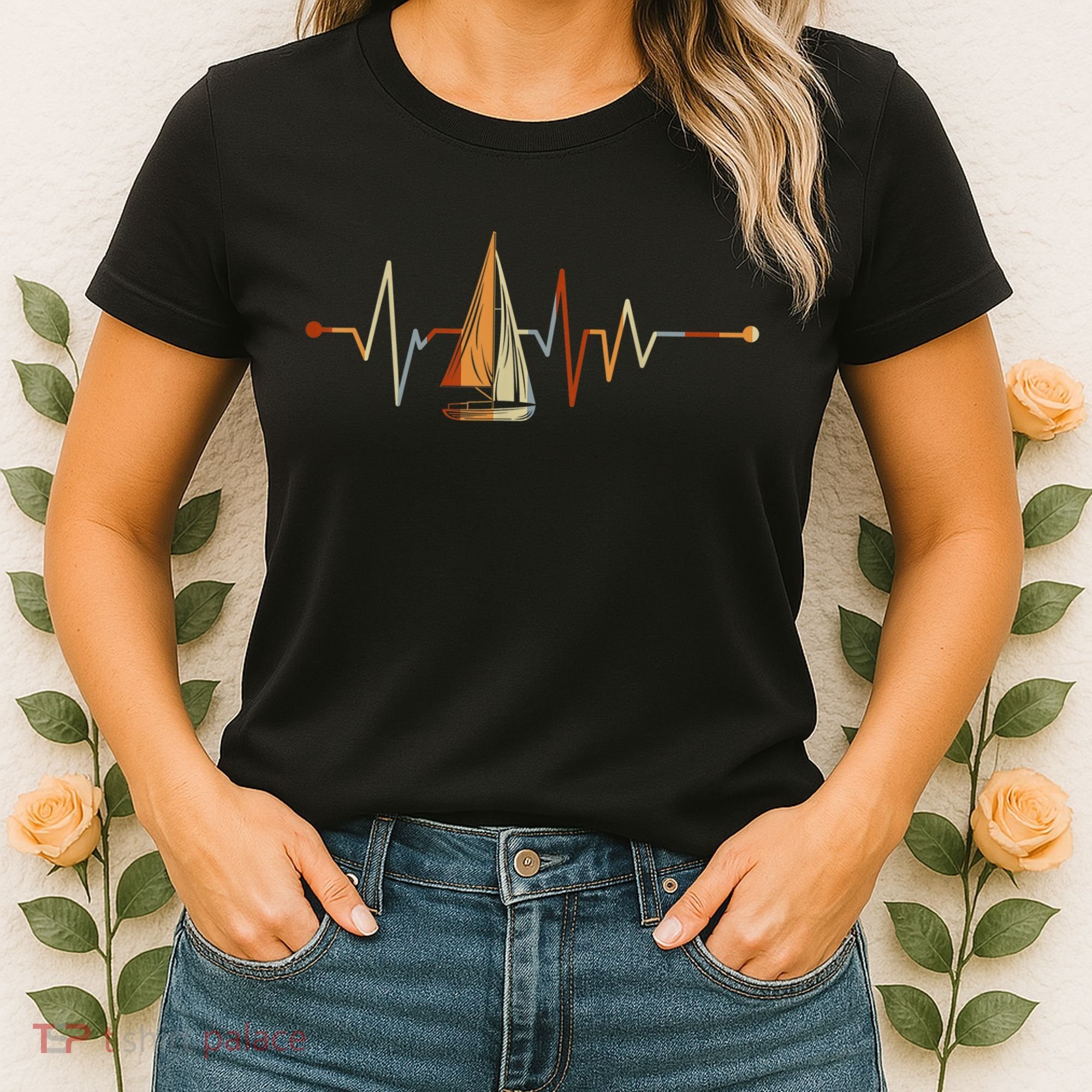 Sea Captain Sail Boat Heartbeat Boat Sailing Women's T-Shirt