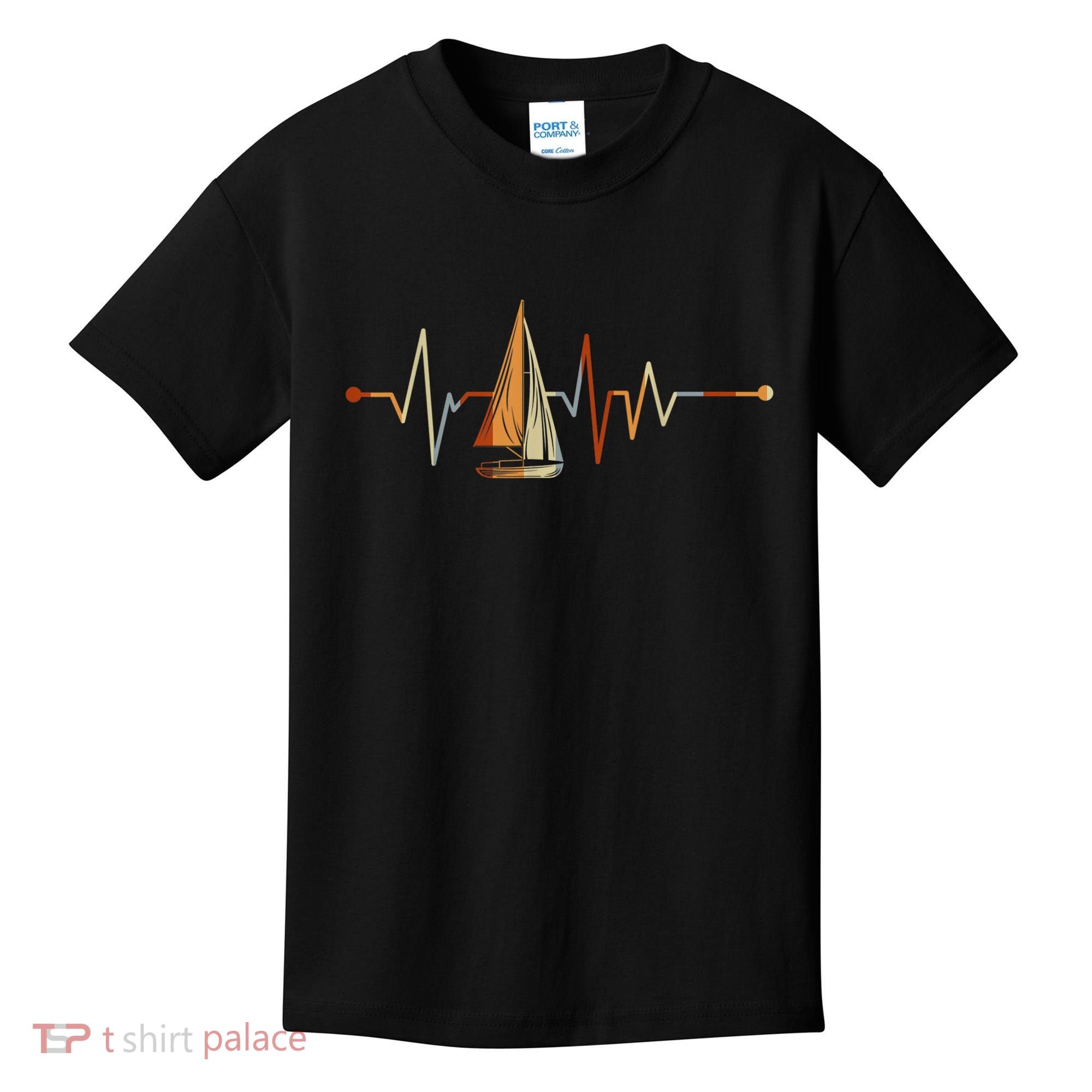 Sea Captain Sail Boat Heartbeat Boat Sailing Kids T-Shirt
