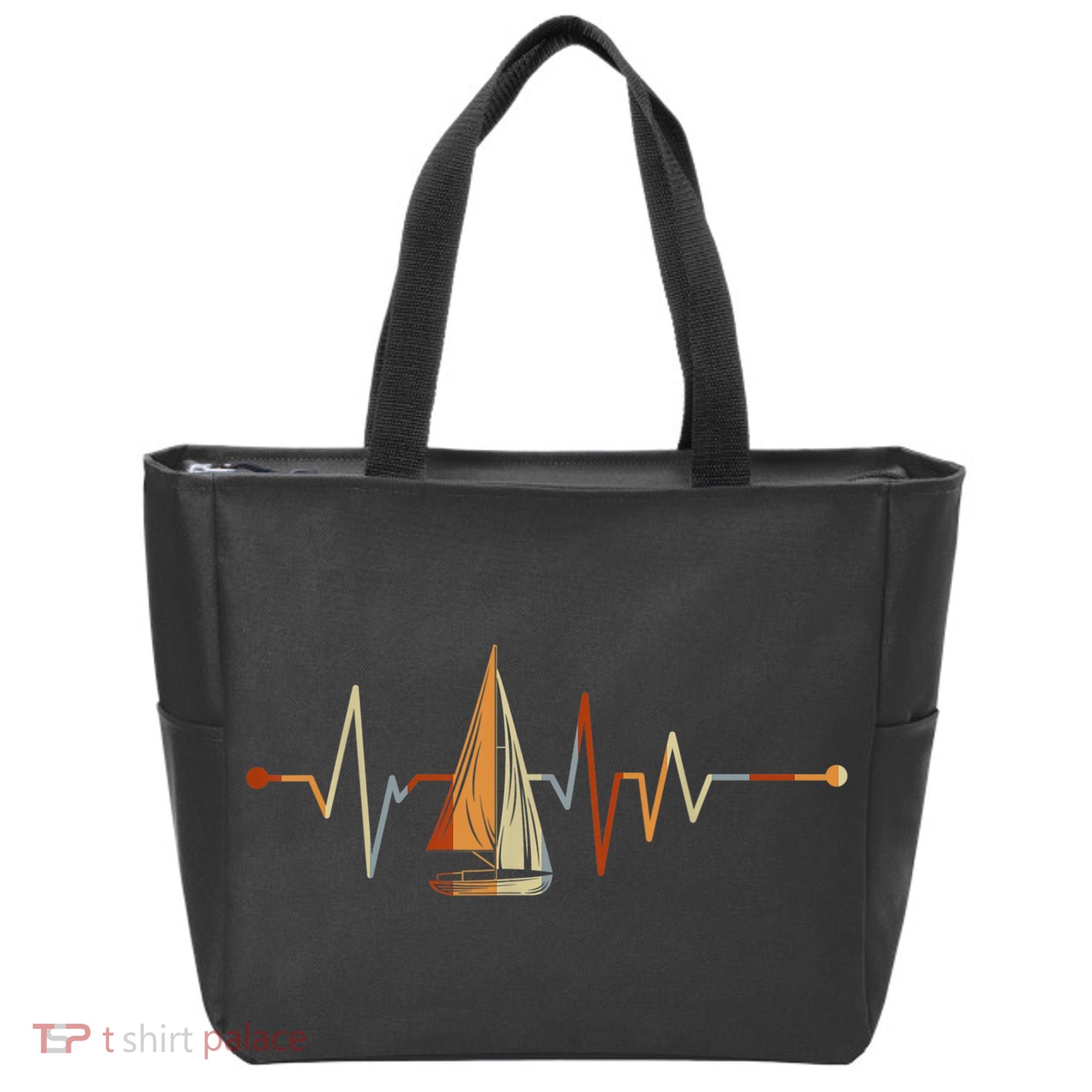 Sea Captain Sail Boat Heartbeat Boat Sailing Tote Bag