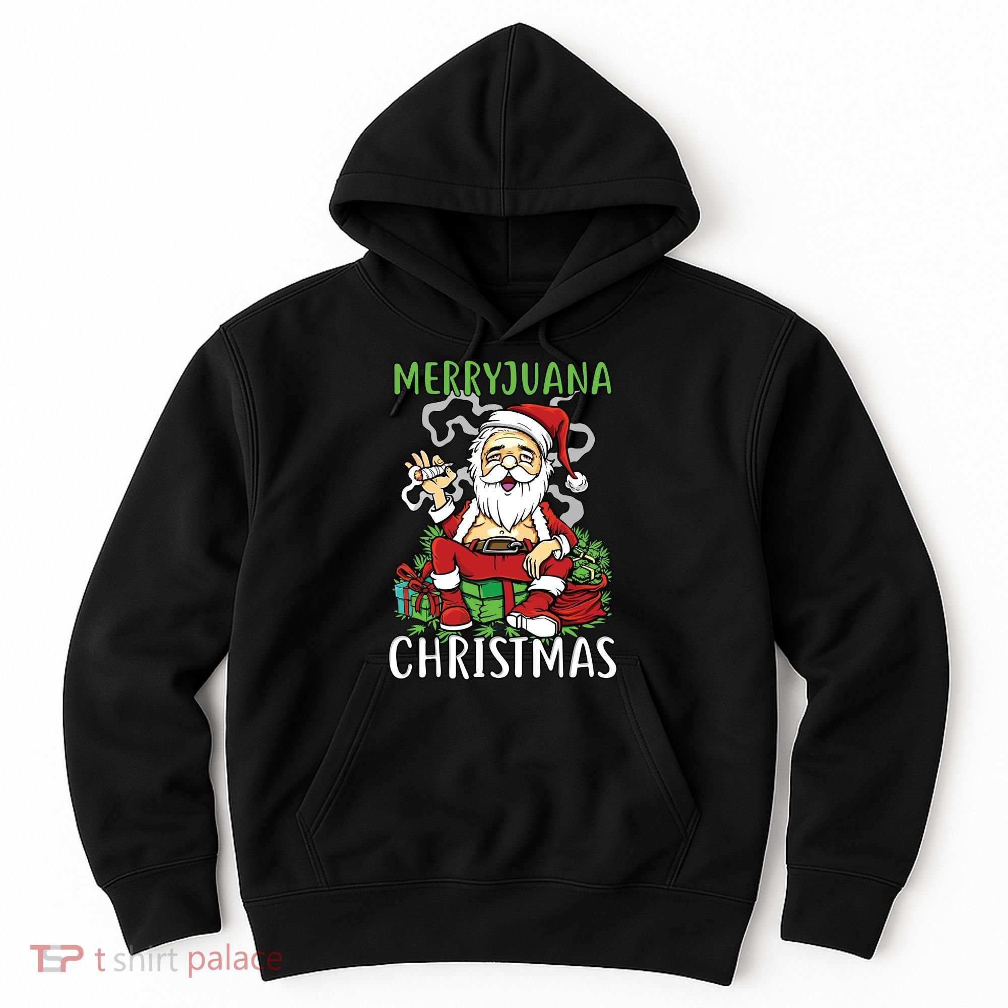 Santa Claus Smoking Weed Marryjuana Christmas 420 Hoodie