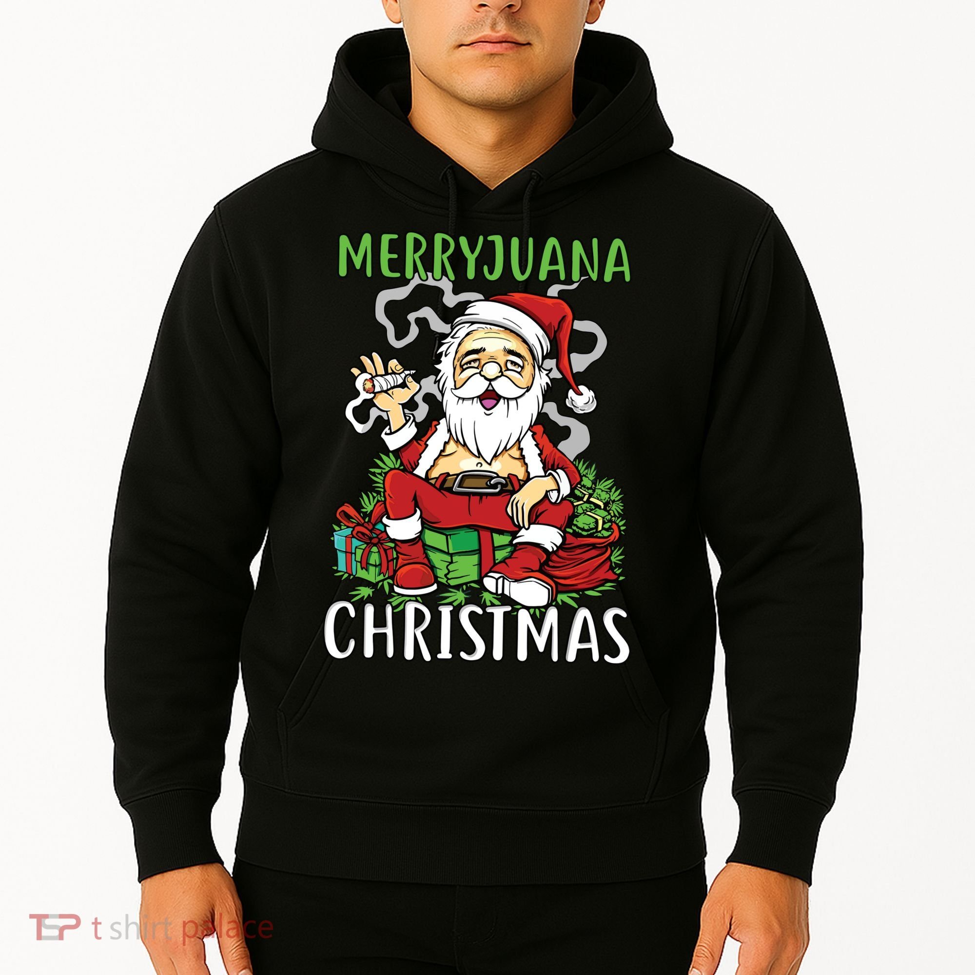 Santa Claus Smoking Weed Marryjuana Christmas 420 Hoodie