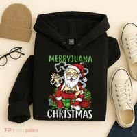 Santa Claus Smoking Weed Marryjuana Christmas 420 Hoodie thumb 4