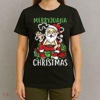 Santa Claus Smoking Weed Marryjuana Christmas 420 T-Shirt thumb 4