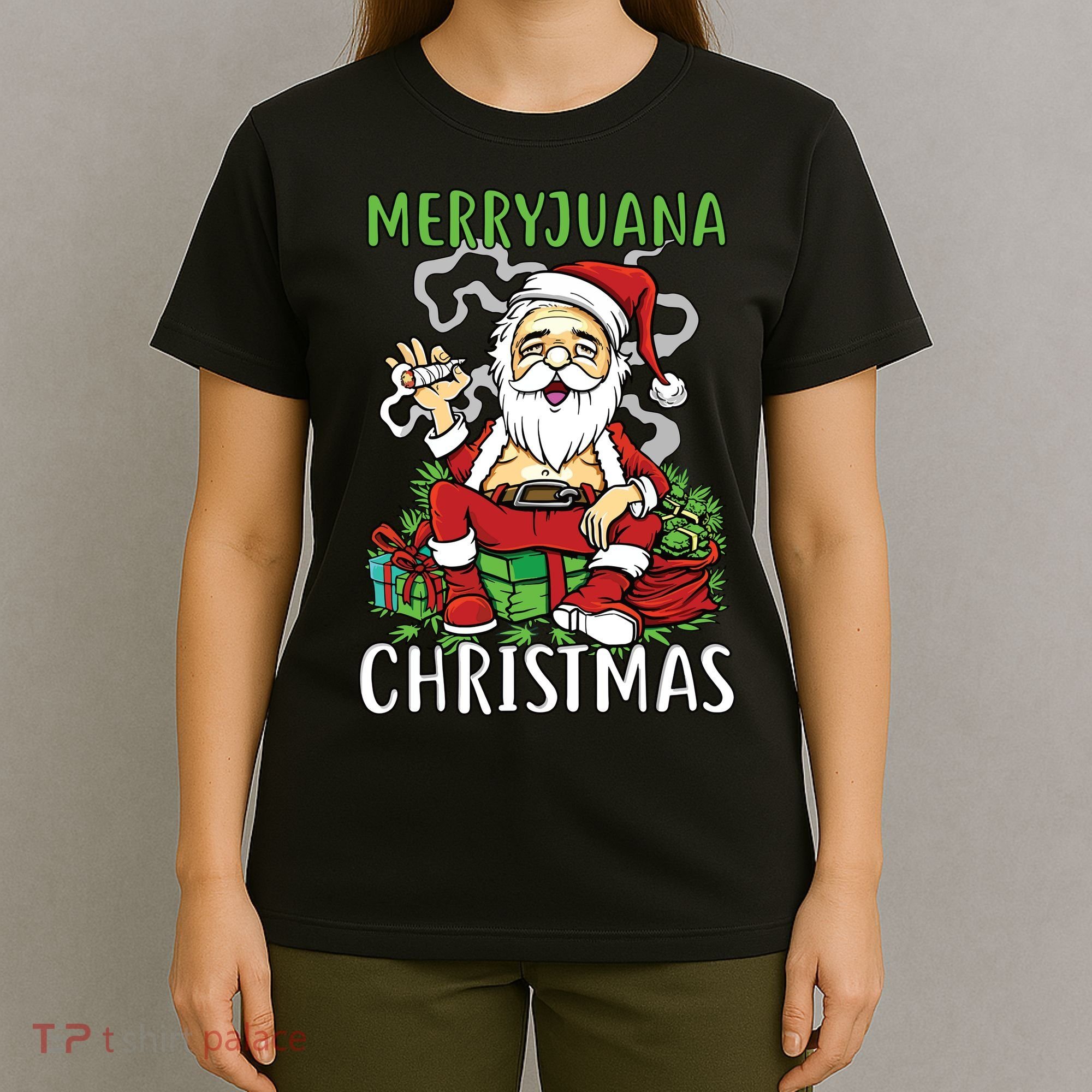 Santa Claus Smoking Weed Marryjuana Christmas 420 T-Shirt