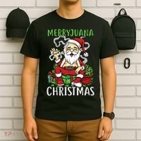 Santa Claus Smoking Weed Marryjuana Christmas 420 T-Shirt thumb 6