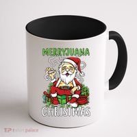 Santa Claus Smoking Weed Marryjuana Christmas 420 Coffee Mug thumb 1