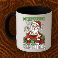 Santa Claus Smoking Weed Marryjuana Christmas 420 Coffee Mug thumb 2