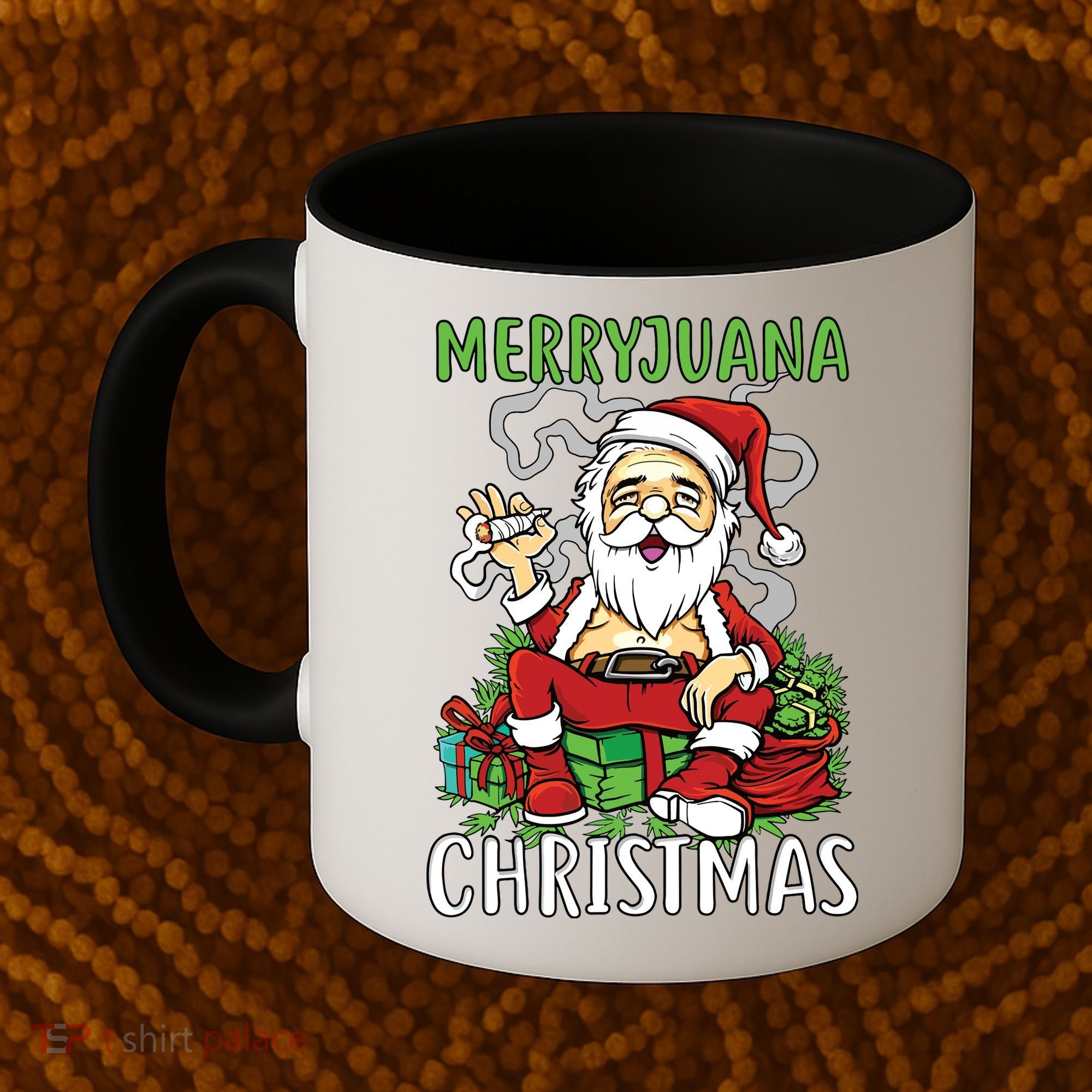 Santa Claus Smoking Weed Marryjuana Christmas 420 Coffee Mug
