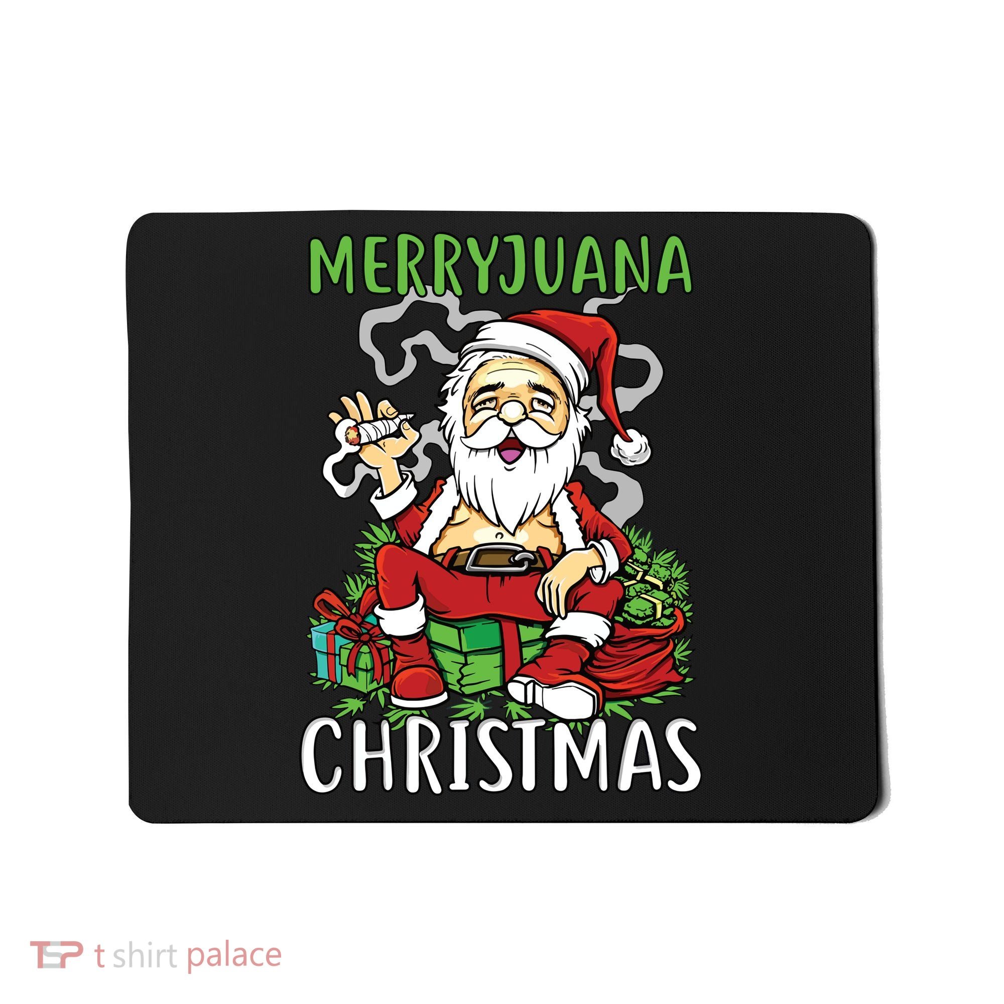 Santa Claus Smoking Weed Marryjuana Christmas 420 Mousepad