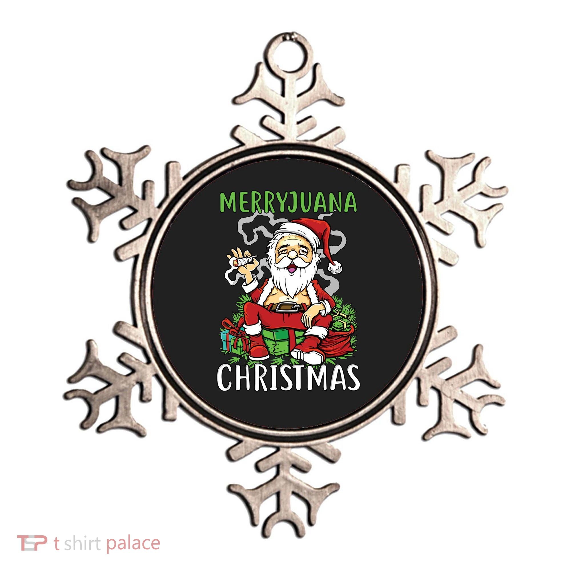 Santa Claus Smoking Weed Marryjuana Christmas 420 Ornament