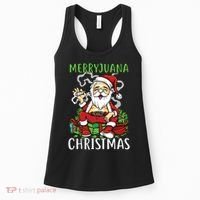 Santa Claus Smoking Weed Marryjuana Christmas 420 Women's Tank Top thumb 0
