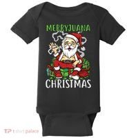 Santa Claus Smoking Weed Marryjuana Christmas 420 Baby Bodysuit thumb 0