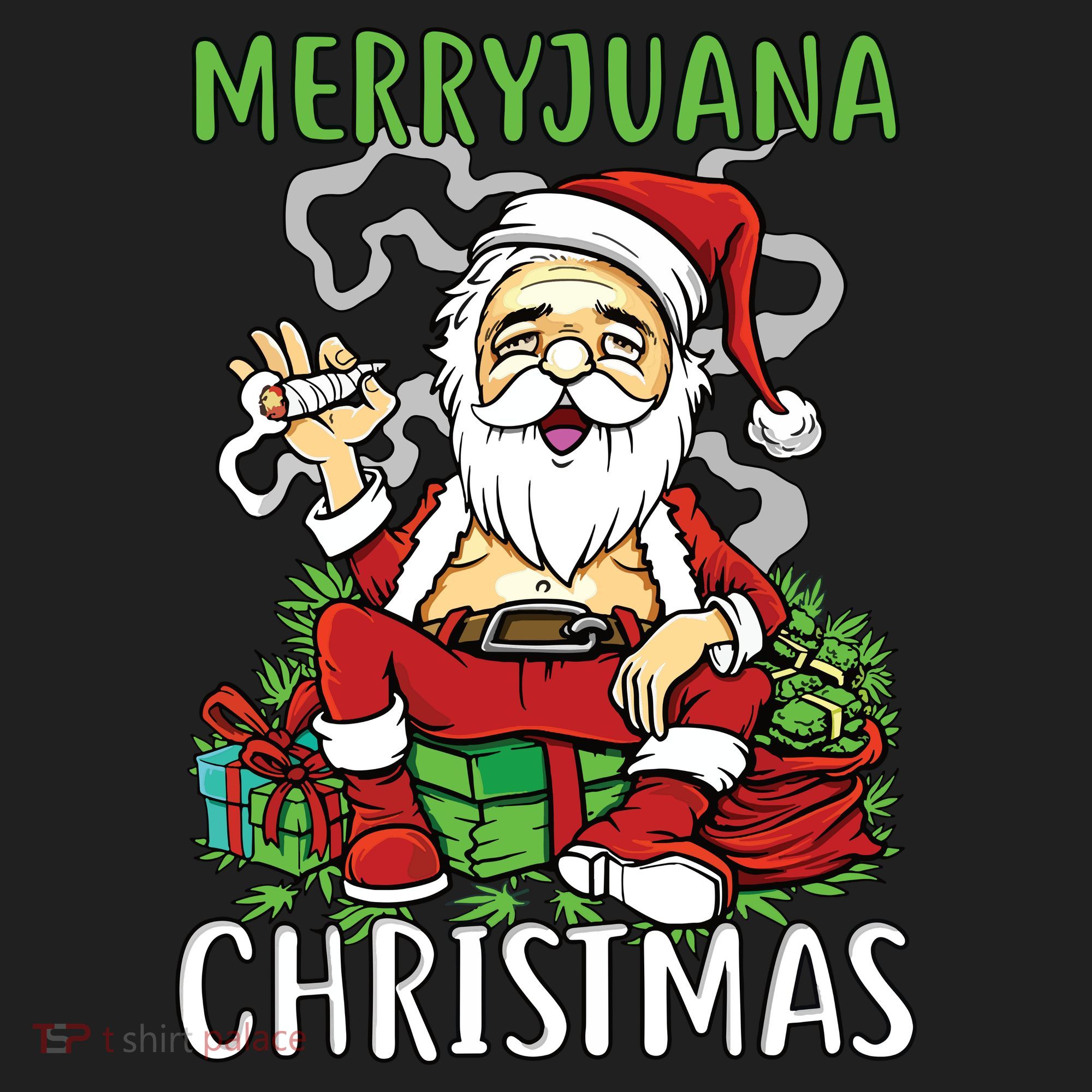 Santa Claus Smoking Weed Marryjuana Christmas 420 Hat