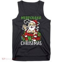 Santa Claus Smoking Weed Marryjuana Christmas 420 Tank Top thumb 0