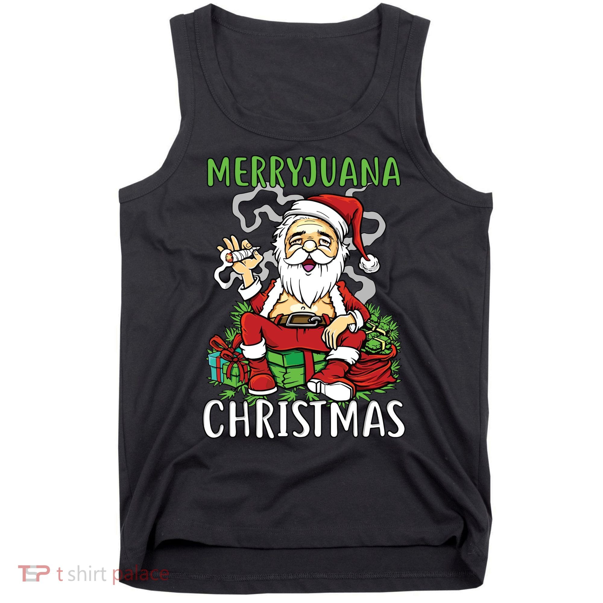 Santa Claus Smoking Weed Marryjuana Christmas 420 Tank Top