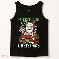 Santa Claus Smoking Weed Marryjuana Christmas 420 Tank Top thumb 2