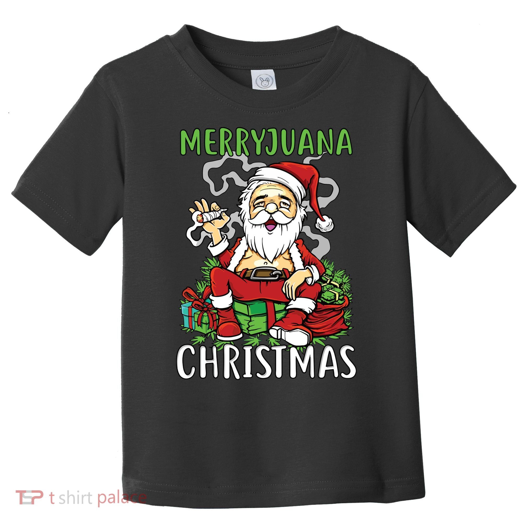 Santa Claus Smoking Weed Marryjuana Christmas 420 Toddler T-Shirt