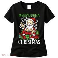 Santa Claus Smoking Weed Marryjuana Christmas 420 Women's T-Shirt thumb 0