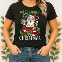 Santa Claus Smoking Weed Marryjuana Christmas 420 Women's T-Shirt thumb 2