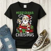 Santa Claus Smoking Weed Marryjuana Christmas 420 Women's T-Shirt thumb 3