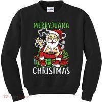 Santa Claus Smoking Weed Marryjuana Christmas 420 Kids Sweatshirt thumb 0