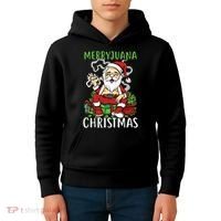 Santa Claus Smoking Weed Marryjuana Christmas 420 Kids Hoodie thumb 4
