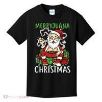 Santa Claus Smoking Weed Marryjuana Christmas 420 Kids T-Shirt thumb 0