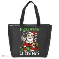 Santa Claus Smoking Weed Marryjuana Christmas 420 Tote Bag thumb 0