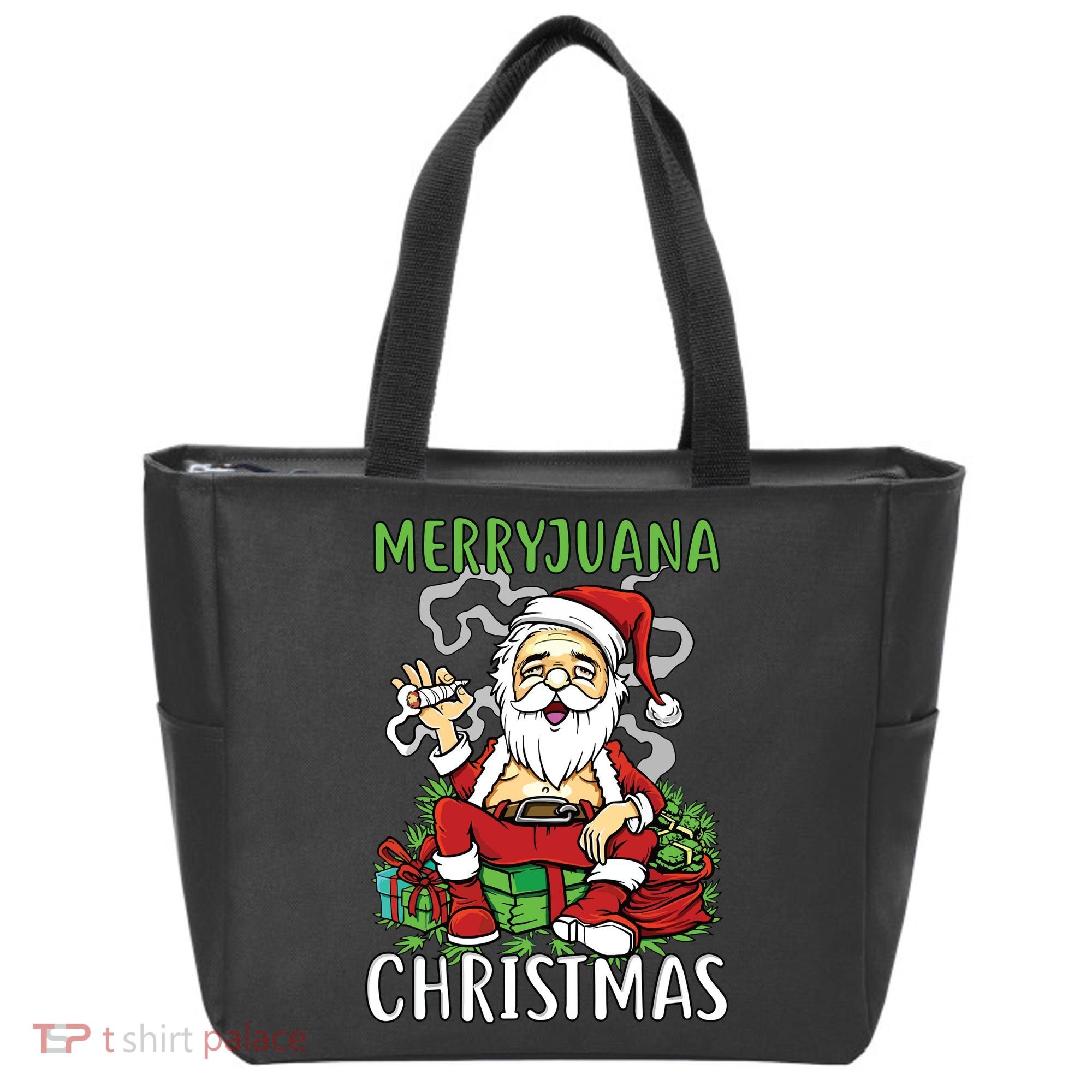 Santa Claus Smoking Weed Marryjuana Christmas 420 Tote Bag