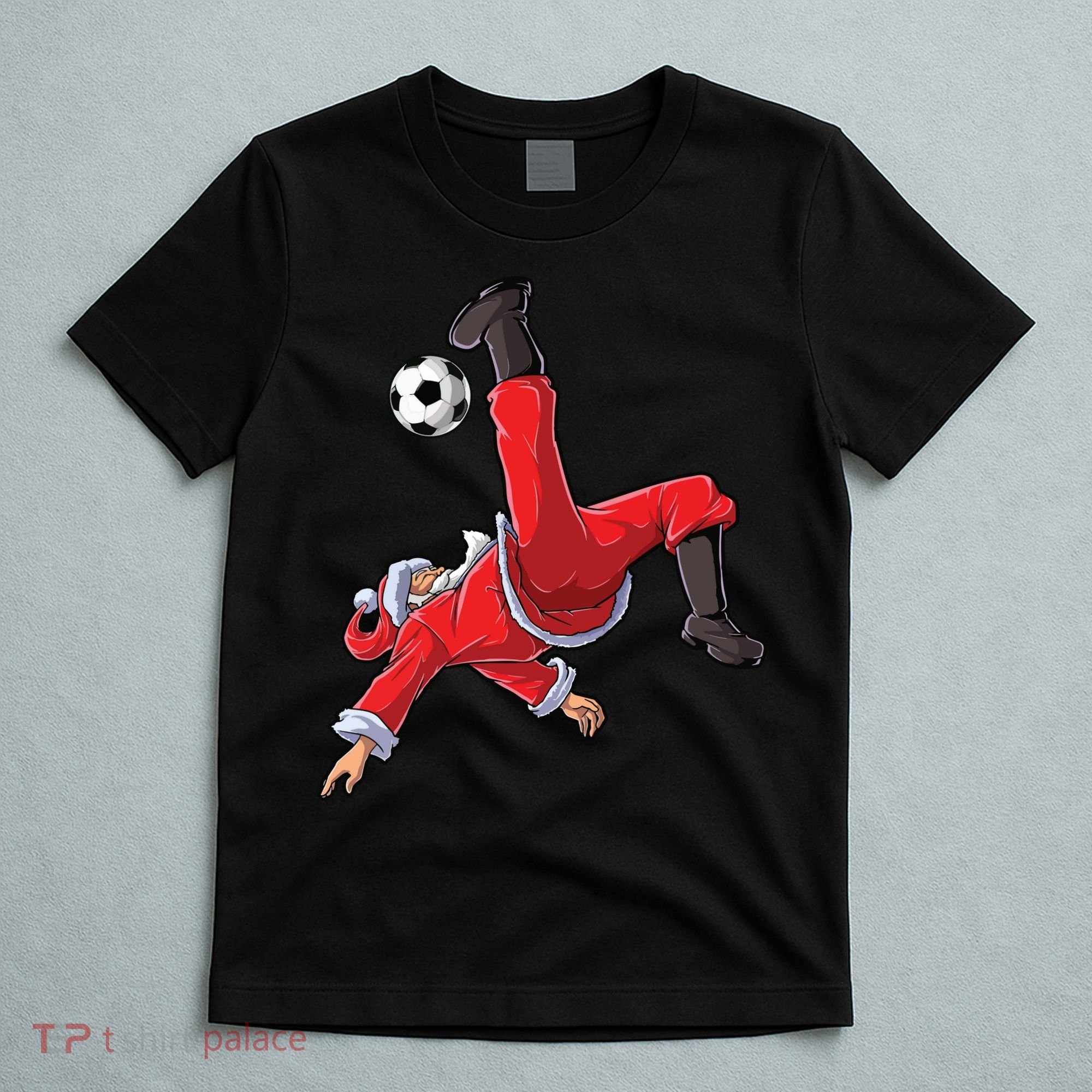 Soccer Christmas Santa Bicycle Kick Xmas Boy Ball Sport T-Shirt