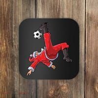Soccer Christmas Santa Bicycle Kick Xmas Boy Ball Sport Coaster thumb 0