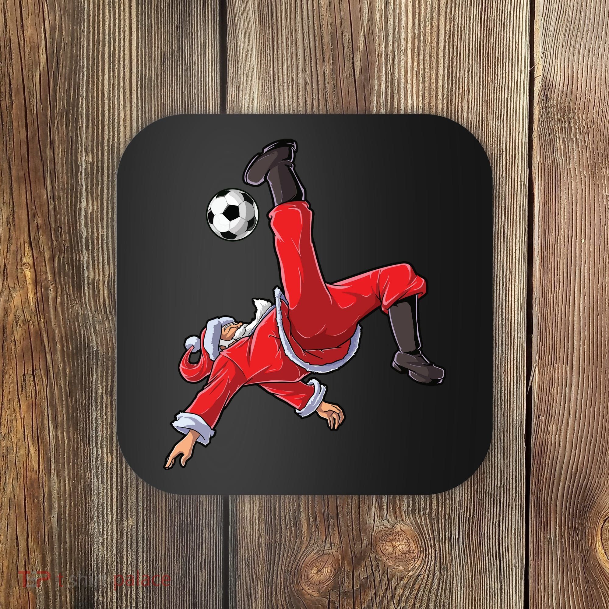 Soccer Christmas Santa Bicycle Kick Xmas Boy Ball Sport Coaster