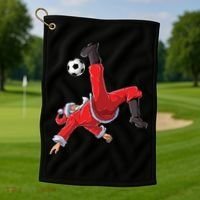 Soccer Christmas Santa Bicycle Kick Xmas Boy Ball Sport Golf Towel thumb 1