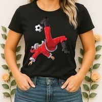 Soccer Christmas Santa Bicycle Kick Xmas Boy Ball Sport Women's T-Shirt thumb 2
