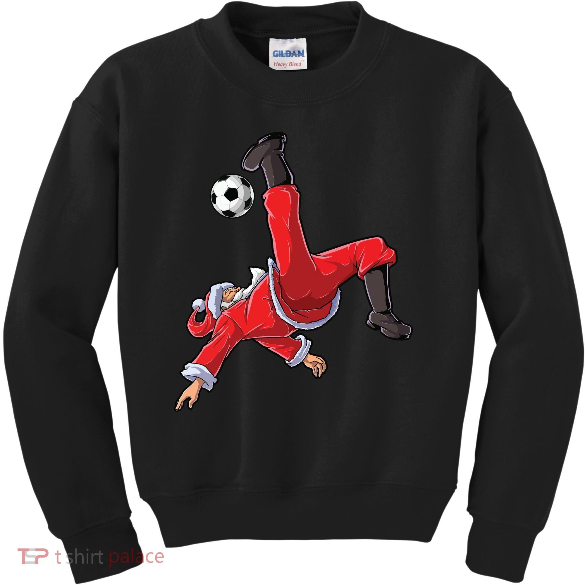 Soccer Christmas Santa Bicycle Kick Xmas Boy Ball Sport Kids Sweatshirt