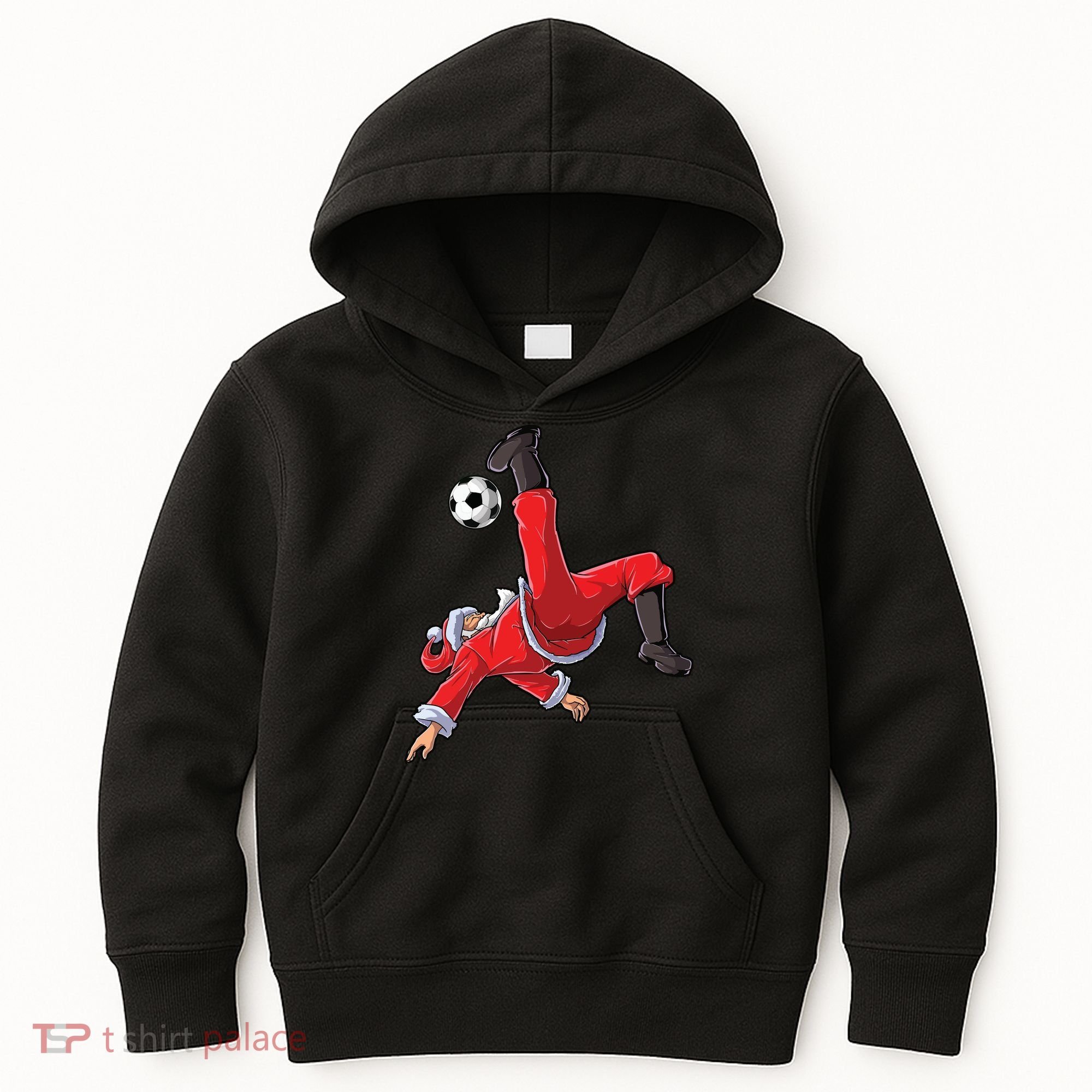 Soccer Christmas Santa Bicycle Kick Xmas Boy Ball Sport Kids Hoodie
