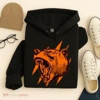 Sporty Chicago Skyline Roaring Bear Hoodie thumb 4