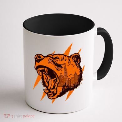 Sporty Chicago Skyline Roaring Bear Coffee Mug back