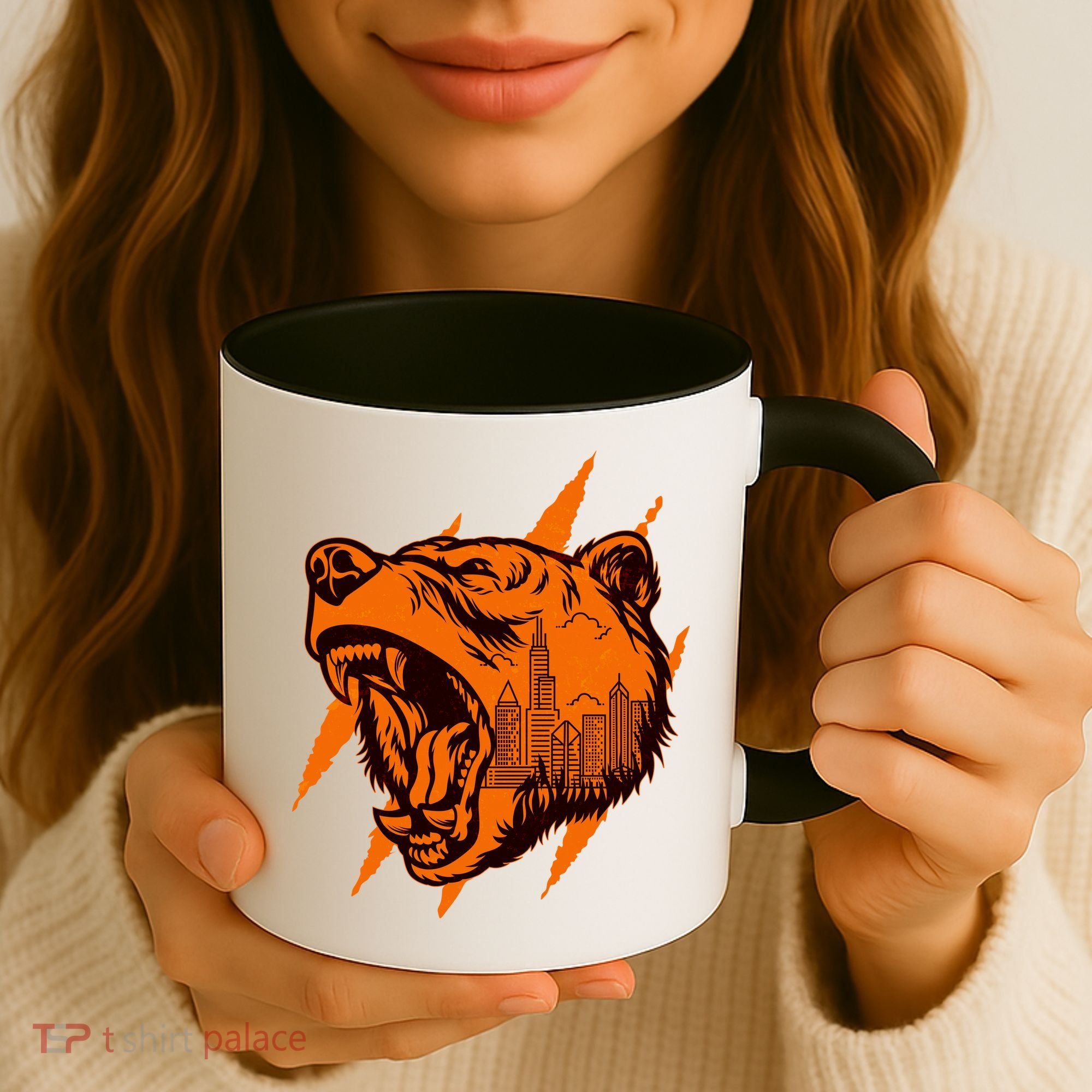 Sporty Chicago Skyline Roaring Bear Coffee Mug