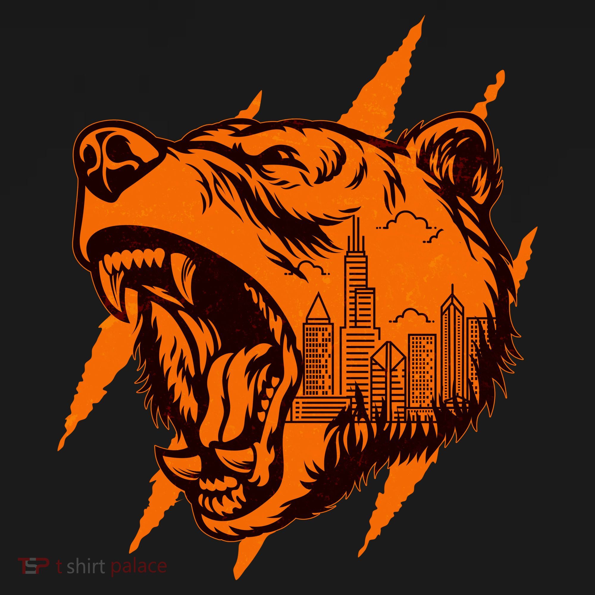 Sporty Chicago Skyline Roaring Bear Pajama Set